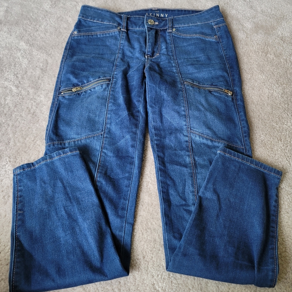 White House Black Market Skinny Crop Jeans with Utility Details Size 0